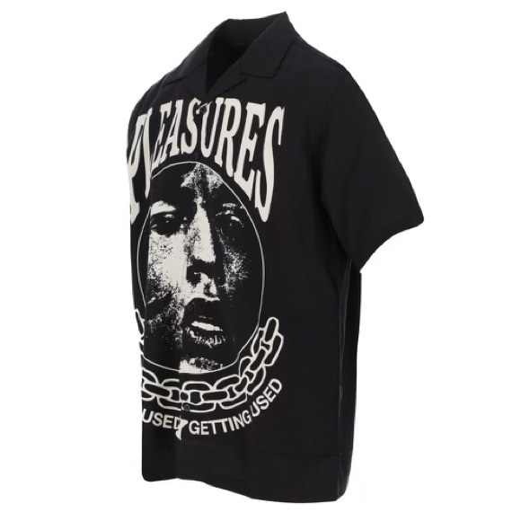 PLEASURES abstract loose fit button down shirt. Short sleeves. Worn once. - Picture 3 of 7